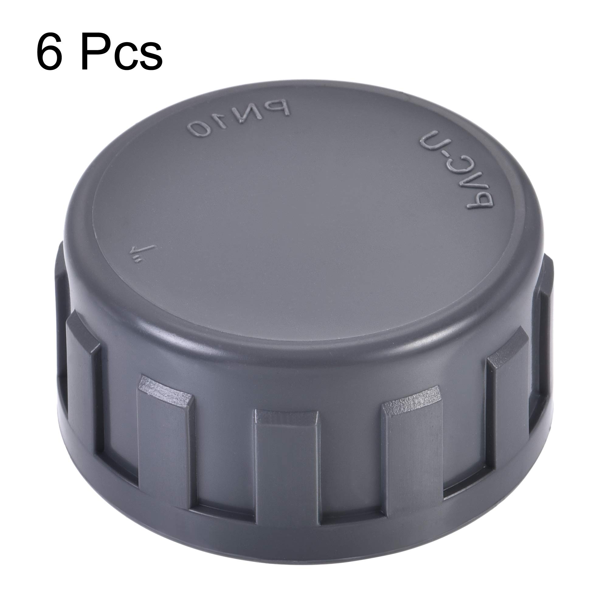 TerapowerのT PVCキャップPT1 パイプフィッティングキャップ PVC ラウンド メススレッド ホースコネクタ 庭園 屋外 ウォーターパイプエンド用 グレー 6個入り｜アングル3