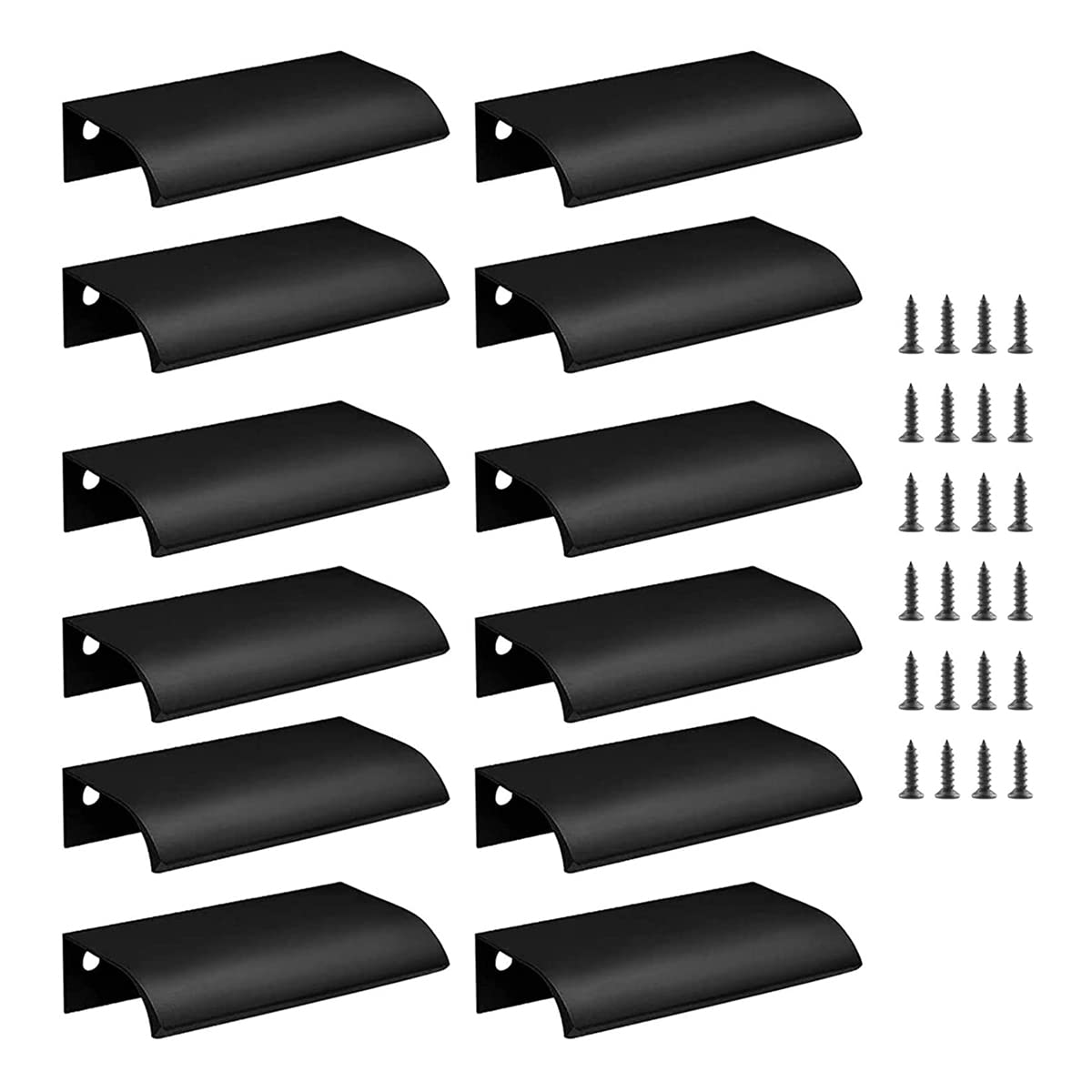 12個パック 隠しキッチン食器棚ハンドル 64Mm穴中央隠し引き出し引き手 ワードローブ用 (全長80Mm)