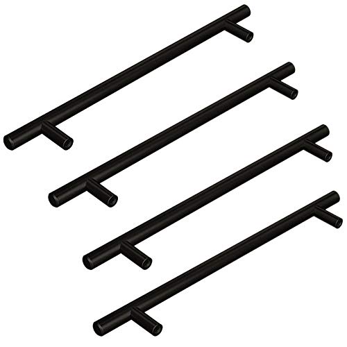楽天Terapowerブラック ドア ハンドル シャンパン キャビネット プル リング バー カウンター プル リング 7-9/16 インチ （192 mm） 中心間 （4 個）