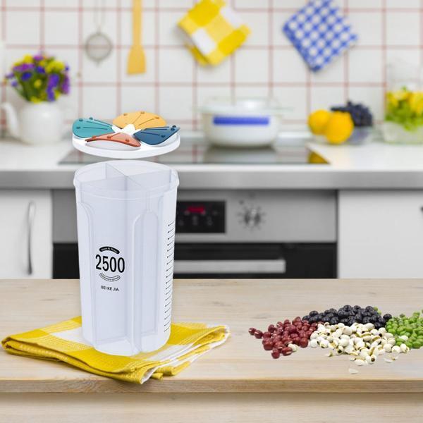 ゴマ米シリアル2.5L用気密シリアル貯蔵容器BPAフリー4グリッド(3)