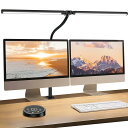 デスクライト LED 「無線リモコン・ダブル光源・幅800mm・24W・2000Lx」 5段階調光調色 電気スタンド クランプ 幅広 スタンドライト 多角度調節...