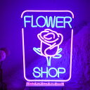 フラワーショップネオンサイン LEDフラワーネオンライト 調光可能 Flower Shopネオン 花屋装飾ライト 寝室の壁のアートデコレーションライト マン洞窟 フラワーショップ 誕生日パーティー装飾 USB電源