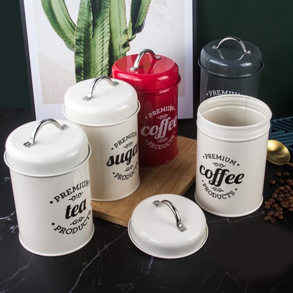 キッチンフード収納キャニスターセット3個コーヒーティーシュガー缶ホワイト
