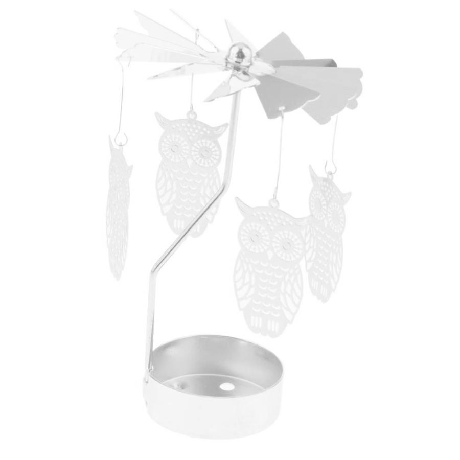 クリスマスの装飾回転キャンドルティーライトホルダー燭台フクロウ