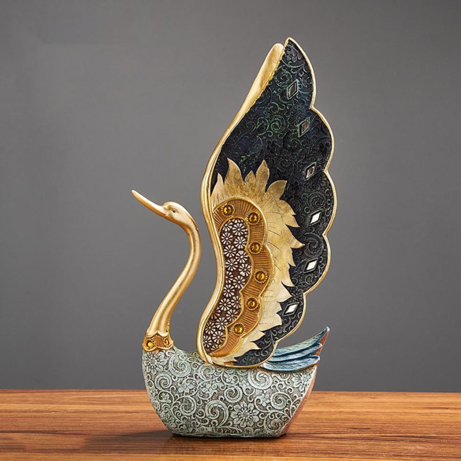 白鳥の彫像家の彫刻モダンなリビングルームのアートオーナメント16x6.5x31cm(3)