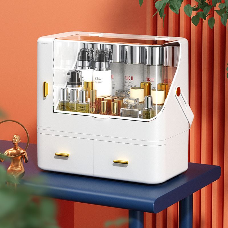 鏡台 デスクトップ 整理し 防塵 おしゃれ 大容量 収納 ボックス スキンケア用品 口紅 フェスパック 収納ケース