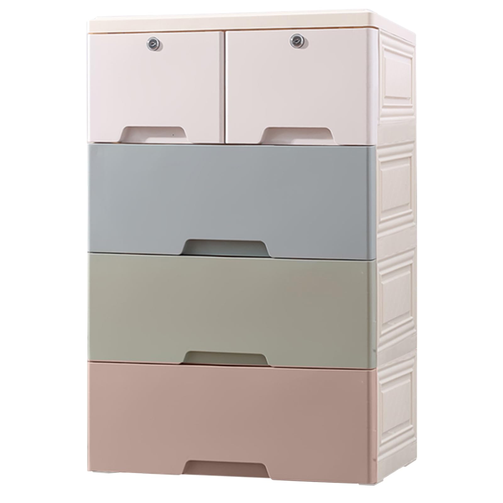 ックス 収納ケース タンス チェスト プラスチック 鍵つき 組み立て式 整理 5段(プラスチック天板) コーヒー