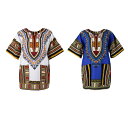 2パックメンズダシキシャツカラフルなアフリカの刺〓プリント服カフタン(3)
