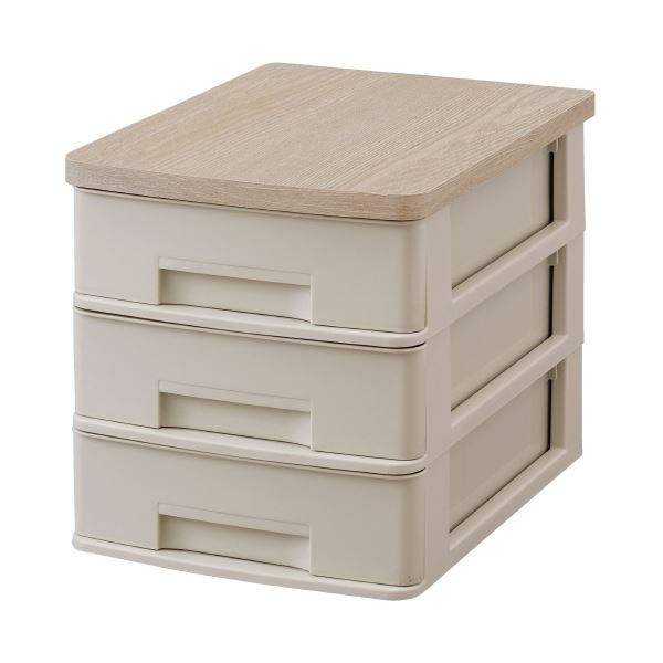 アイリスオーヤマWTデスクチェスト 浅型3段 約幅262x奥行331mm アッシュグレー/グレー 430RF