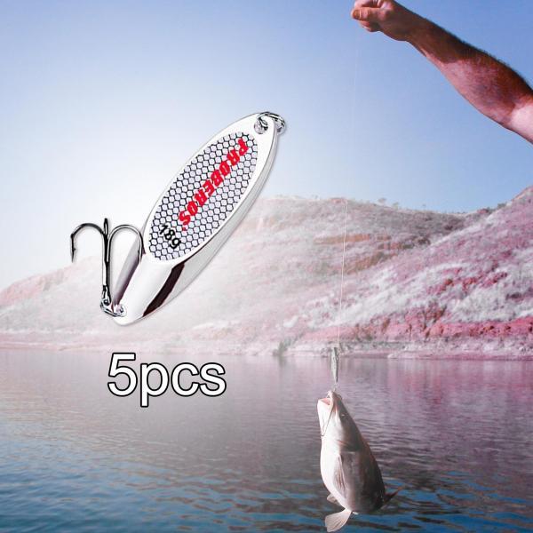 5x フィッシングスプーン ハード スピナーベイト バスベイト 淡水 海水 シルバー 18g