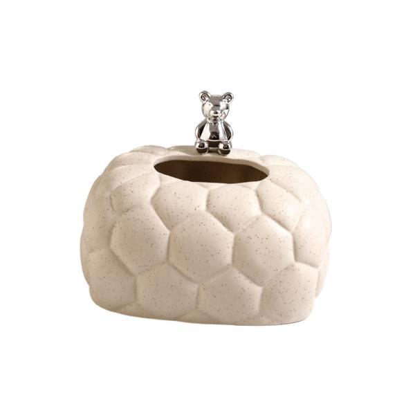 セラミック ティッシュ ボックス ホルダー ディスペンサー オーガナイザー テーブル 車 オフィス ホワイト ドット用 [2]