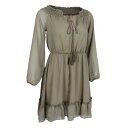 ボヘミアンソリッドシフォンドレスオフショルダーミニビーチsundress xl green