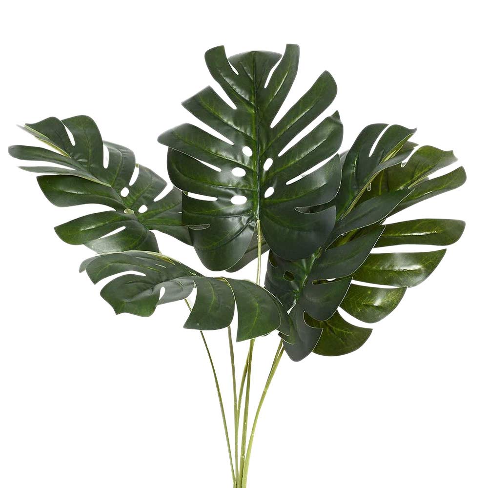 10個の人工フェイクヤシの木の葉、フェイクヤシの葉、トロピカルリーフプラント、ホームキッチンパーティーデコレーション用