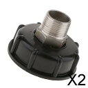 2x1000LIBCウォータートートタンクアダプターホースキャップ60mm太いネジ出口用粗ネジ6本の追加ネジ付き