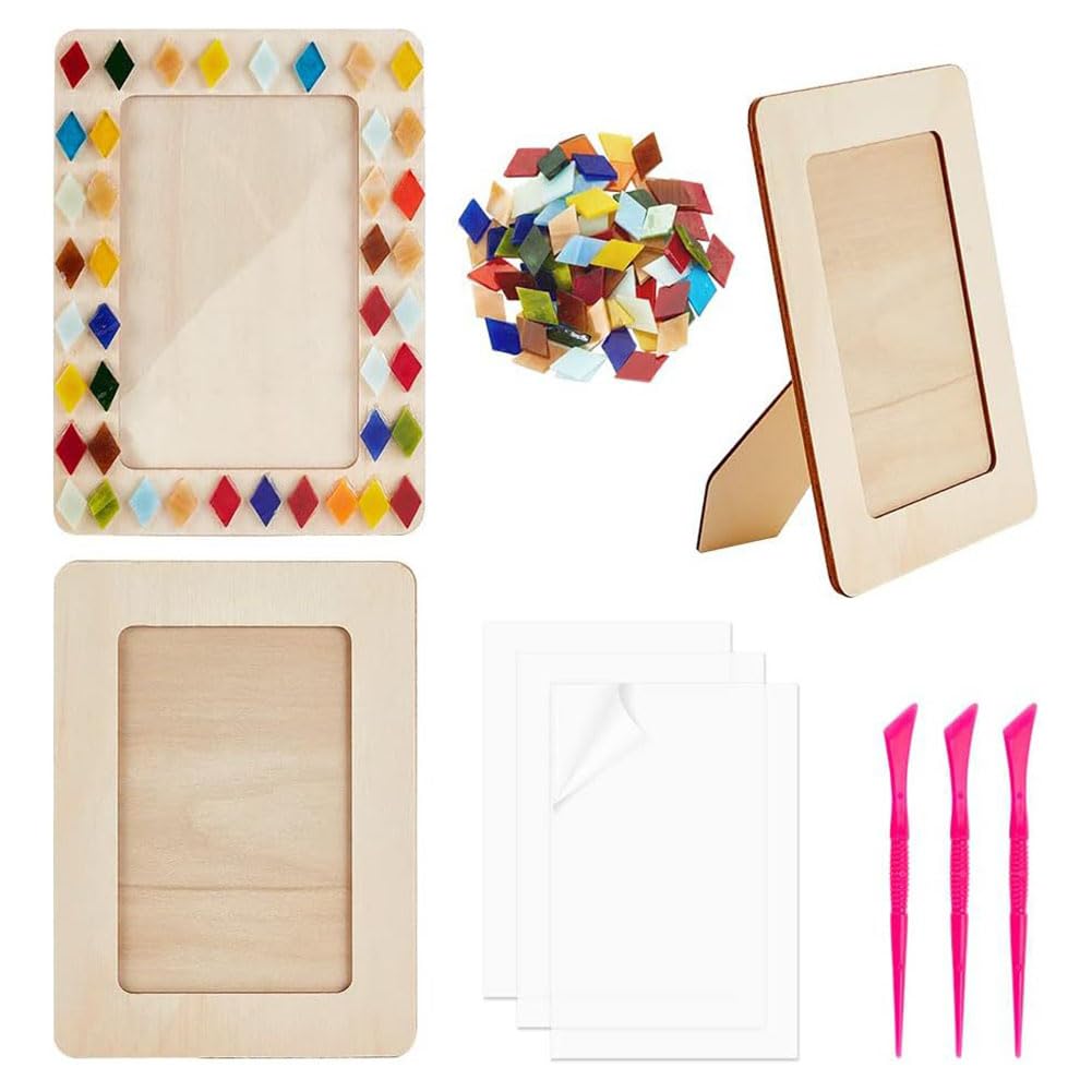 額縁絵画クラフトキット木製額縁木製DIYフォトフレームクリスタルダイヤモンドステッカーDIY絵画プロジ..