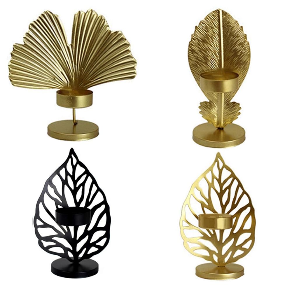 キャンドルホルダー リーフ燭台オーナメント デスクトップ燭台 キャンドルライトディナーパーティー雰囲気装飾用 耐久性