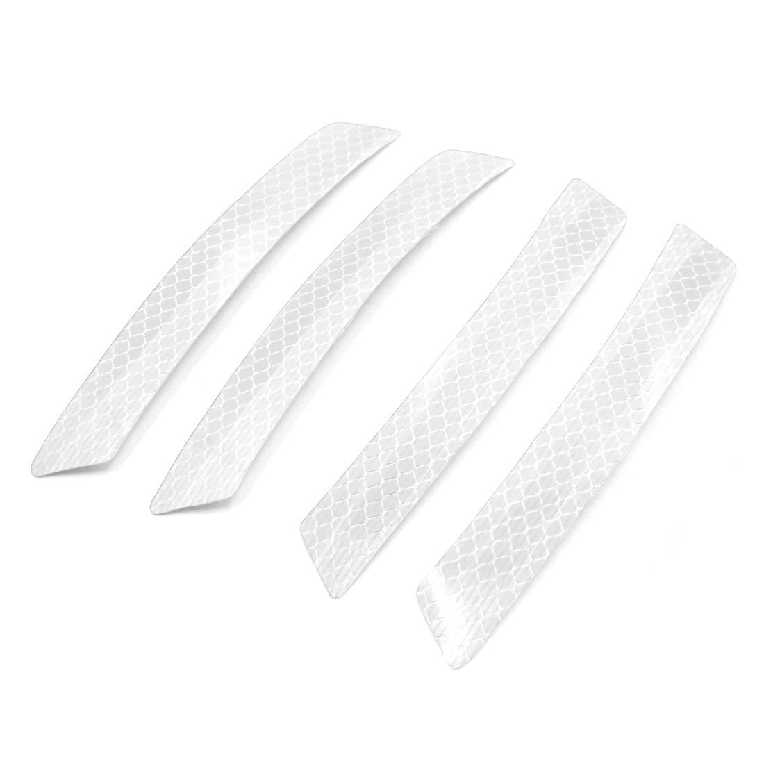 T汽车反光贴纸14 x 2.3 cm 白色安全警告夜反光条胶贴纸汽车用4个装