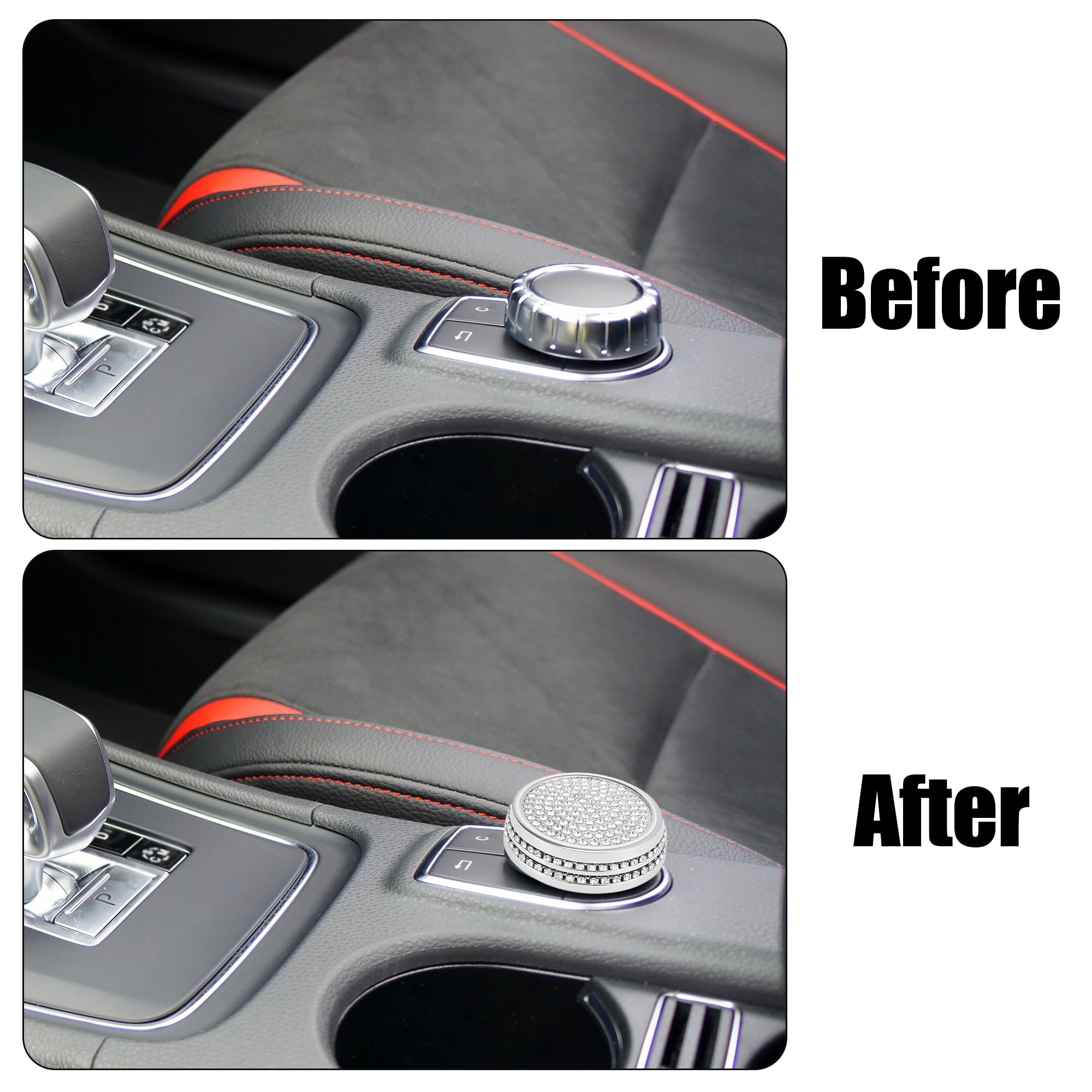 T カーブリンブリンラインストーン マルチメディア音量オーディオノブトリムインテリアアクセサリー Mercedes Benzに対応 GLA X156 CLA C117 a Class W176に対応 シルバートーン