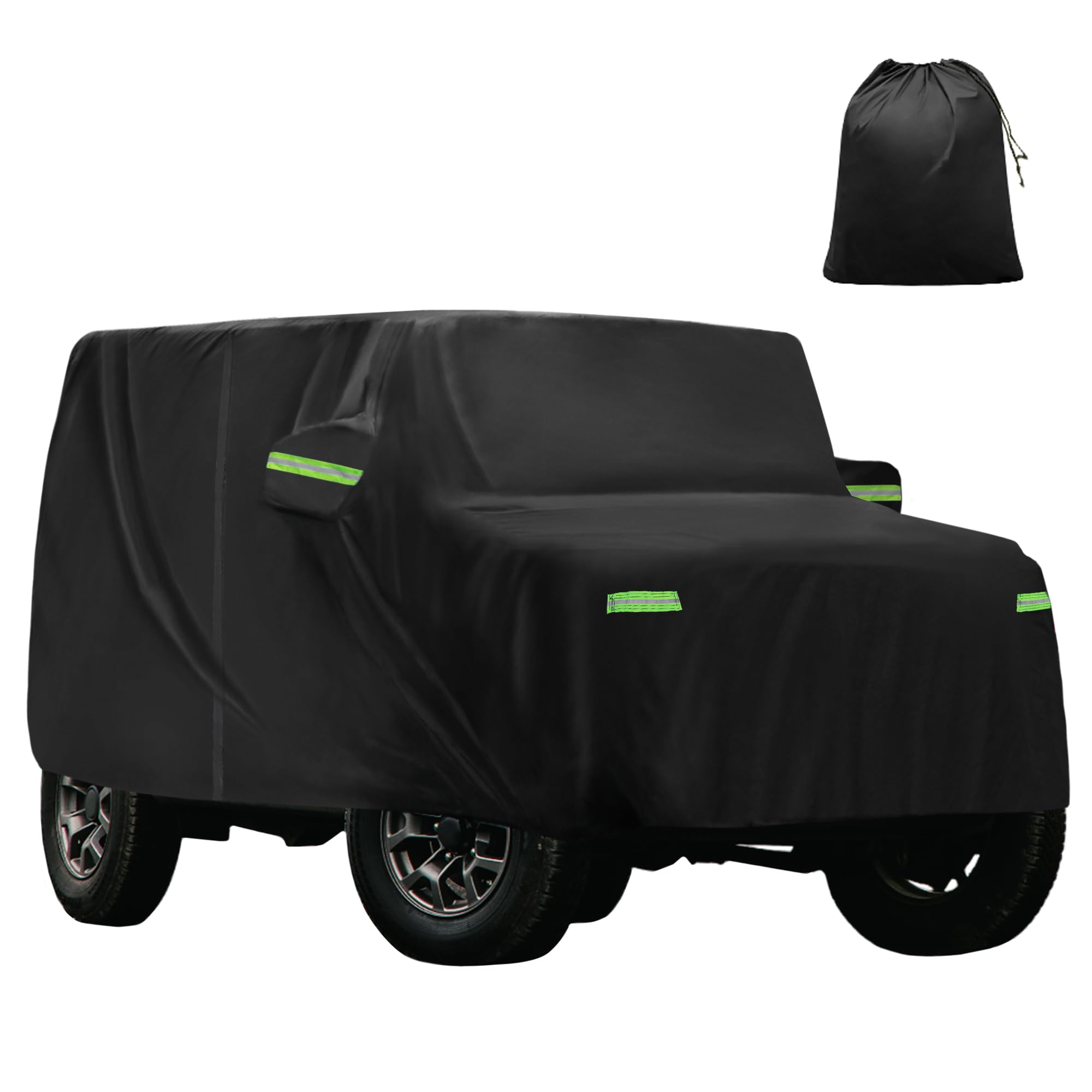 T 【ジムニーに対応 JB64W/JB74W専用】軽自動車カバー ボディカバー 雹対策 車 カバー 【台風対策】防風ロープ付き 裏起毛 ブラック 梅雨対策 防炎 防塵 雪/強風/黄砂対策 撥水性 運転席側ファスナー 夜間安全警告 耐久性 着脱気軽 車 保護カバー 収納袋が付属