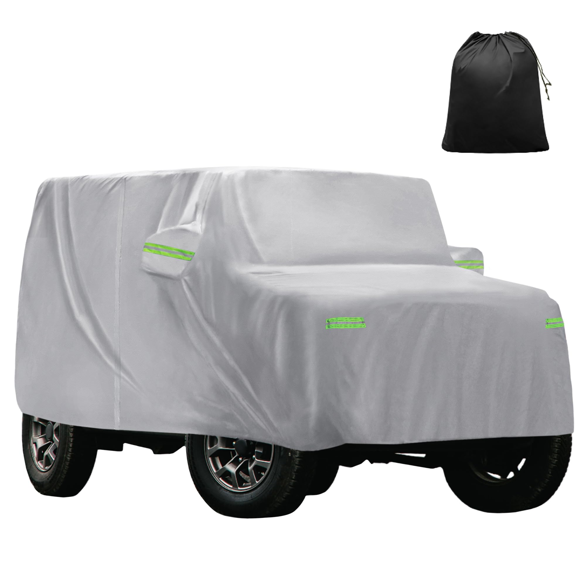 T 【ダイハツに対応タフ ト/T AFT専用】350x148 x143cm 【台風対策】防水車カバー、防風ロープ付き 梅雨対策 防炎 防塵 雪/強風/黄砂対策 凍結防止カバー 雹対策 運転席側にファスナー 夜間安全警告 耐久性 着脱気軽 車 保護カバー 収納袋が付属 シルバートーン