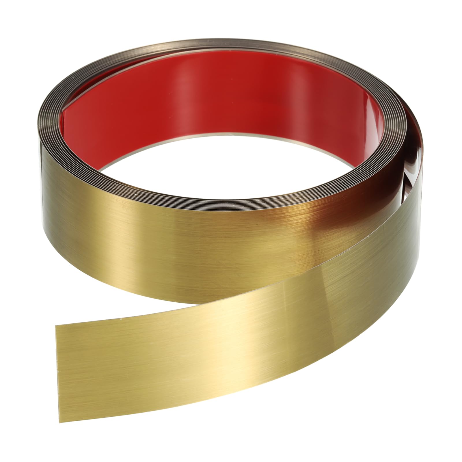 T 剥がして貼るトリム モールディング＆ウォールトリム 自己粘着性のあるビニール壁ベース ブ ラシド金色 16.4フィート×1.6" 壁や暖炉用のステンレススチールモールディング