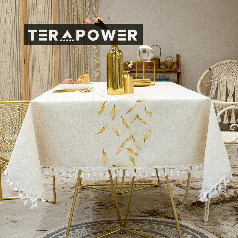 刺繍 高 テーブルセッティング 綿麻 長方形 四角形 おしゃれ テーブルクロス フリンジ裾 布