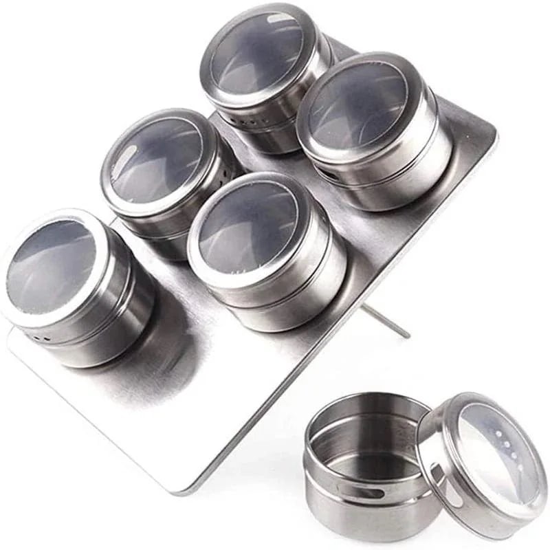 マグネット式スパイスジャー スパイスジャー 塩コショウ砂糖入れ マグネット式 ステンレス製スパイス ..