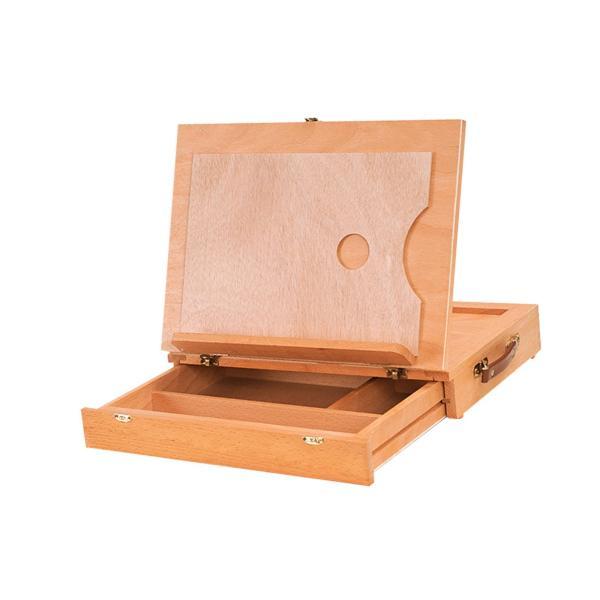 木製イーゼルボックス滑らかな表面卓上イーゼル絵画製図図面 M