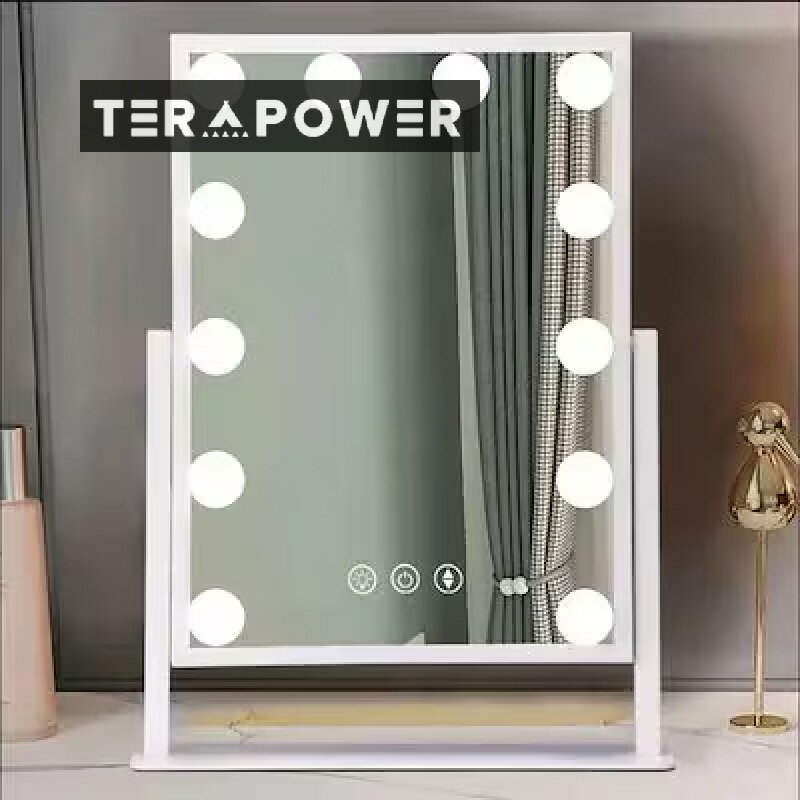 LD女優ミラー大鏡ライト付き卓上ミラー化粧鏡ドレッサー三面鏡