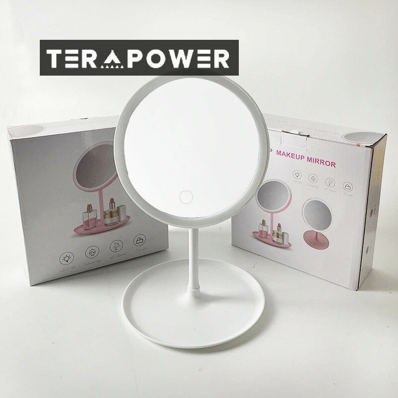 LED化粧鏡三色照明調節できるデスクトップ鏡補光化粧化粧鏡丸い鏡