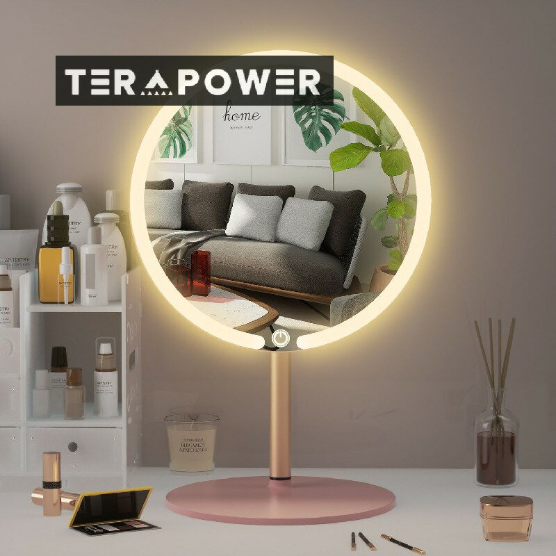 化粧ミラー　充電式ミラー　鏡　卓上鏡　女優ミラー　LEDメイクアップミラー　ライト付き鏡　明るさ調節　ドレッサーミラー　三色ライト