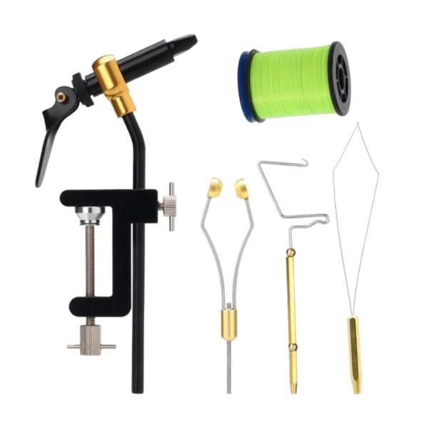 フライタイイングツール 5個 ポータブルフライタイイングフィニッシャー ノッター フライタイイングアクセサリー グリーンスレッド