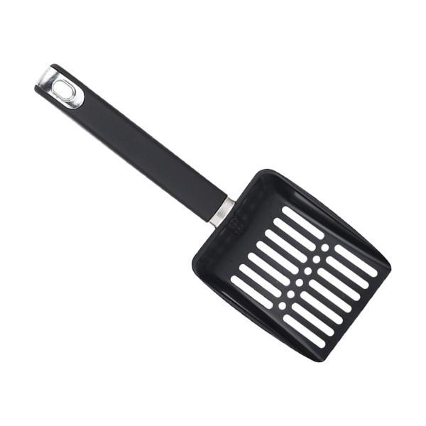 ステンレススチール製猫用トイレスコップ ポータブル 水槽用 子猫用トイレトレー ブラック