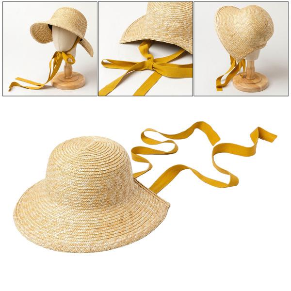 子供の女の子の麦わら帽子の夏のビーチのバケツの帽子の太陽の帽子のオレンジ色の帽子の革紐