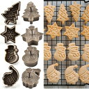 4点 クリスマスクッキー型セット - 雪だるま、雪の結晶、クリスマスツリー、サンタクロースパターンのベーキング型 - ホリデーのベーキングに最適