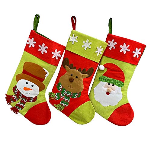 3個のクリスマスソックスクリスマスデコレーションサンタクロースとスノーマンとエルクの盛り合わせ、クリスマスデコレーション用