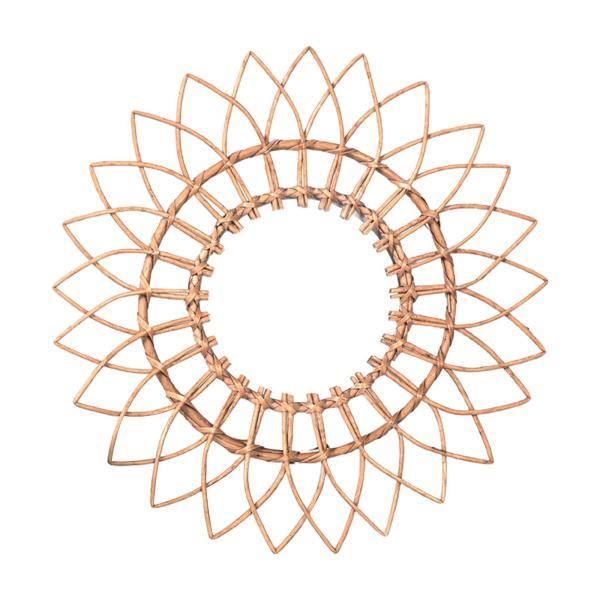 籐ミラー 化粧鏡 アート 壁装飾 ボヘミアン 壁掛けミラー 籐織ミラー バスルーム ダイニングルーム ド..