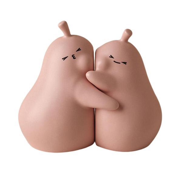 抱きしめる洋ナシ ブックスタンド セラミック ブックエンド お祭り プレゼント 本棚 飾り ピンク サイズ S