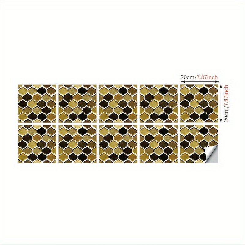 10/20枚のはがして貼るタイル、模造ランタン形の装飾タイルステッカー、防水で油汚れに強い、キッチンやバスルーム用のPSポリスチレンタイルステッカー、簡単DIY、部屋の装飾、家の装飾