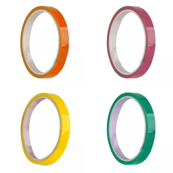 4x スティッキー ボール ローリング テープ オレンジとピンクとイエローとグリーン