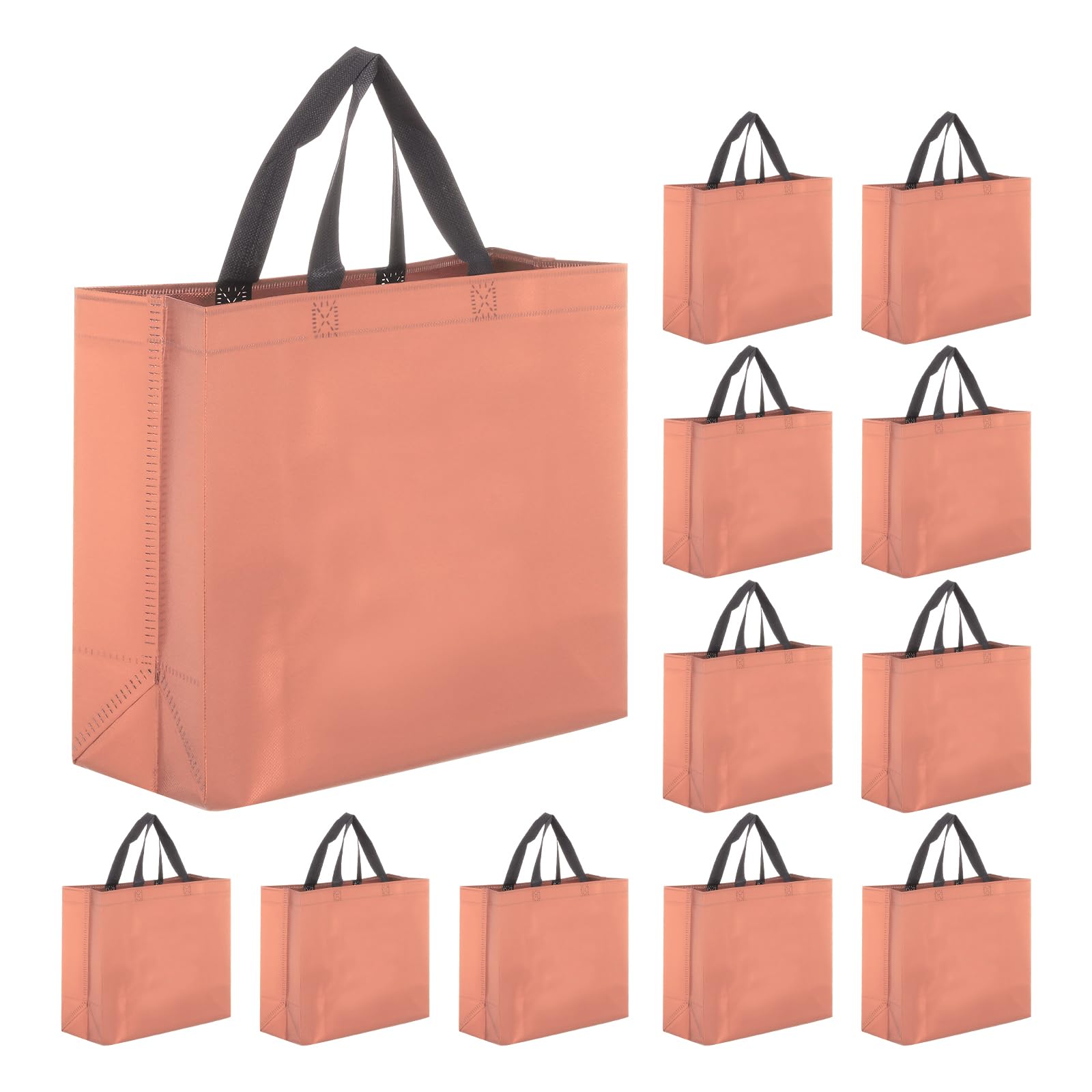 T 12個再利用可能なギフトバッグ ローズ金色トートグロッシーグローサリーショッピングバッグ 誕生日パーティー 結婚式 クリスマス用のハンドル付き 13