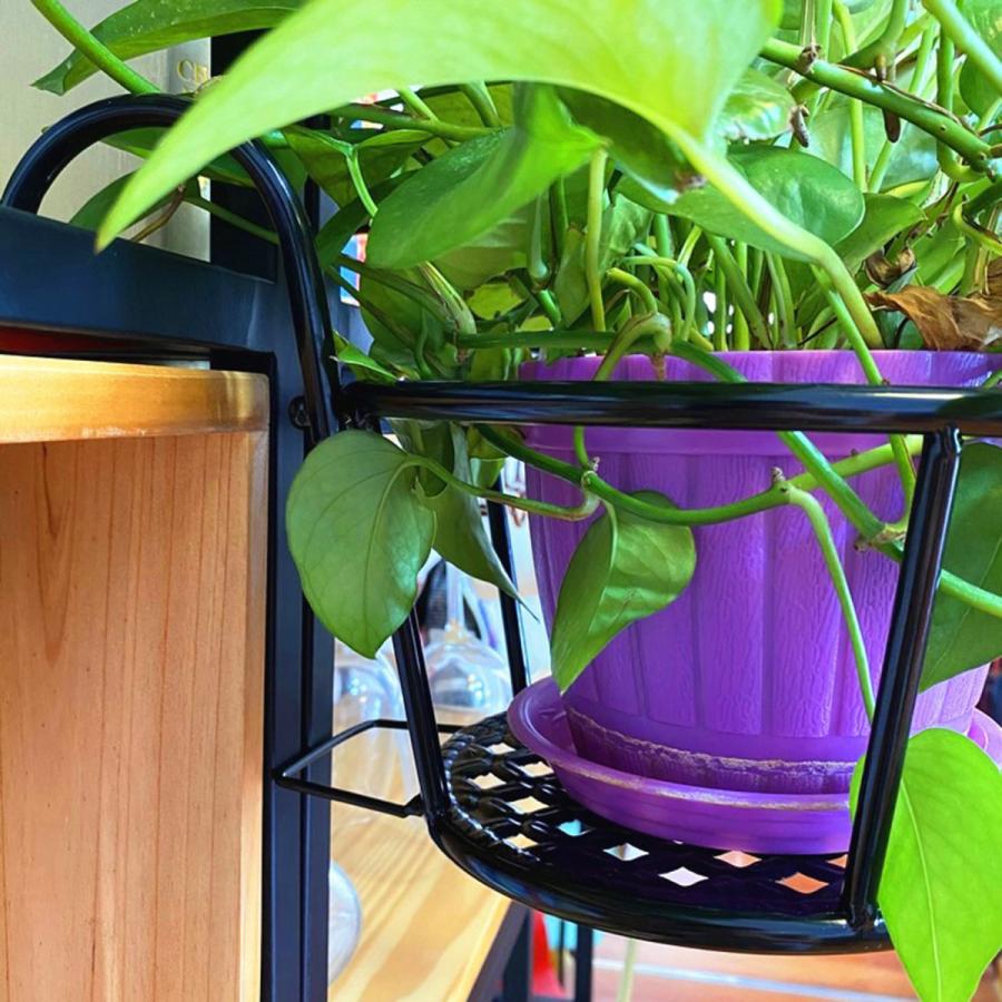 ハンギング手すりプランターフラワーポットホルダー屋内用プラントホルダーブラック