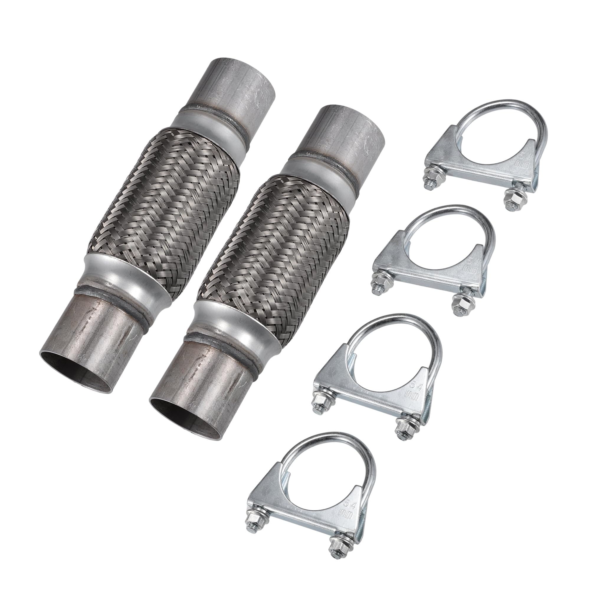 T 2セット 50x250mm バンド付き フレキシブルパイプ マフラー 汎用 車 ジャバラ 交換 補修 修理 部品 ..