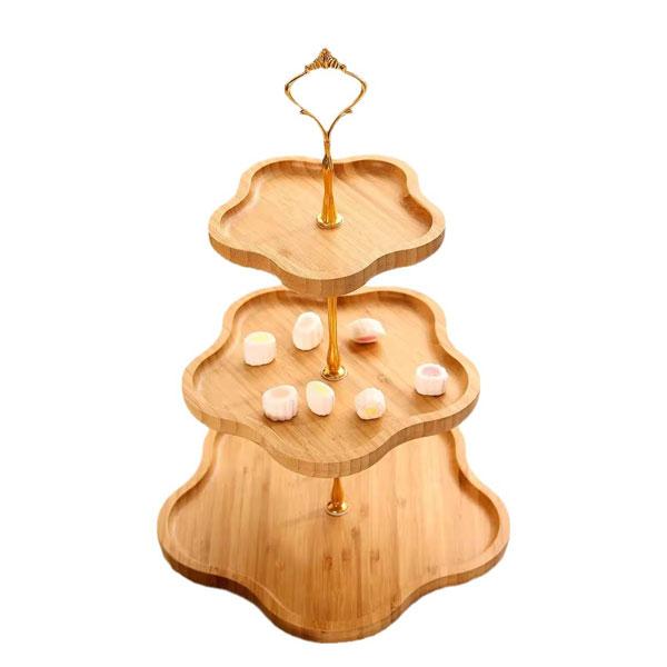 ディスプレイスタンド スタンド ラック トレイ ディスプレイ プレート アフタヌーンティー ケーキスタンド ケーキ フルーツ お菓子 木製 花形 デザートスタンド