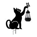 ライト付き屋外猫ステーク、かわいい猫ステーク ライト - ガーデンメタルソーラーライト,金属猫ソーラーライト、屋外ソーラー装飾猫ランプ、屋外庭、芝生、庭用