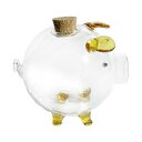 ガラス製豚貯金箱 ノベルティ動物貯金箱 カフェ装飾 家庭用 金色の丸い口のガラス瓶