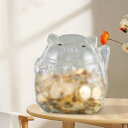 ガラス猫貯金箱貯金箱子供節約ポット愛らしいテーブル装飾 4.3 × 4.7 インチ新年のお土産ギフト手作り