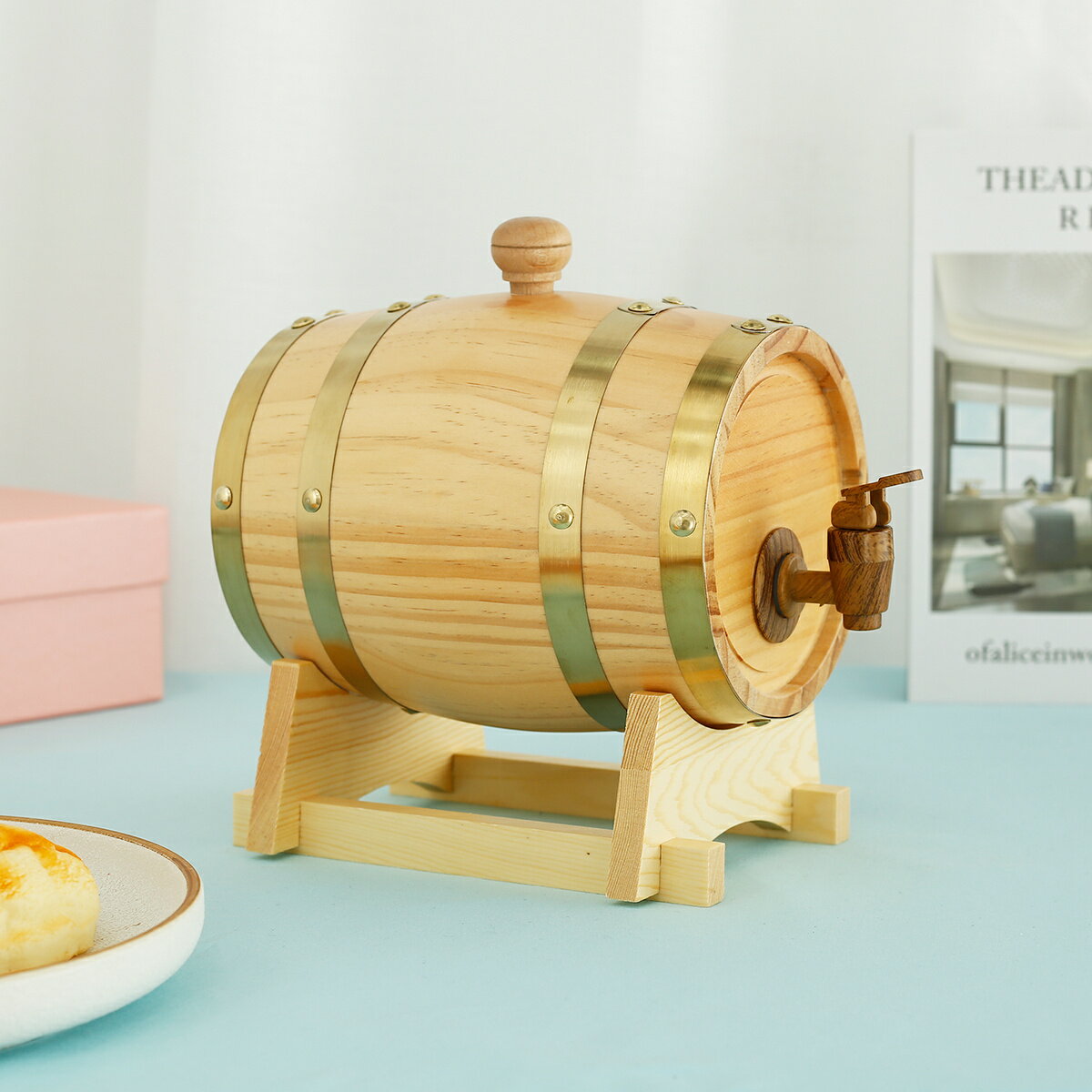 木製ワイン樽1個、1.5Lパインウッド