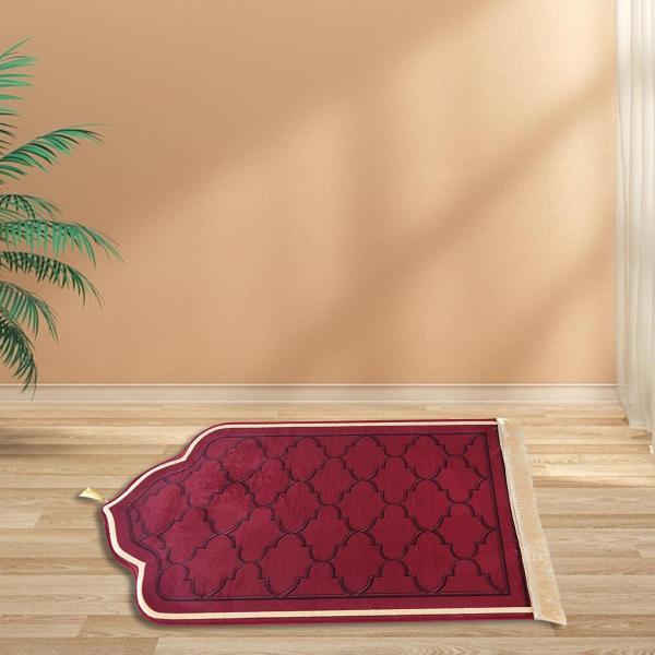 ソフト イスラム イスラム教徒 祈りのラグ 精巧な装飾 プリント イード ベッドサイド レッドのサムネイル