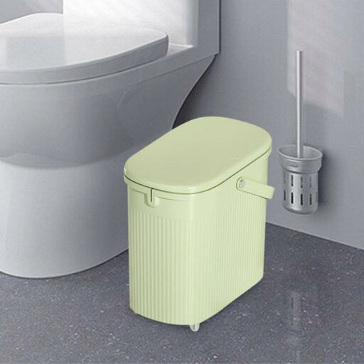スリム 蓋付きゴミ箱 浴室用ゴミ箱 ランドリールーム トイレ サンルーム グリーン 9L スリム 蓋付きゴミ箱 浴室用ゴミ箱 ランドリールーム トイレ サンルーム グリーン 9L